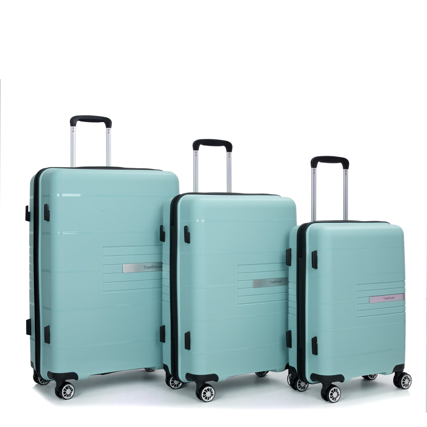 Hardshell Suitcase Double Spinner Wheels PP Luggage Sets Lightweight Durable Suitcase with TSA Lock,3-Piece Set (20/24/28) , Light Green