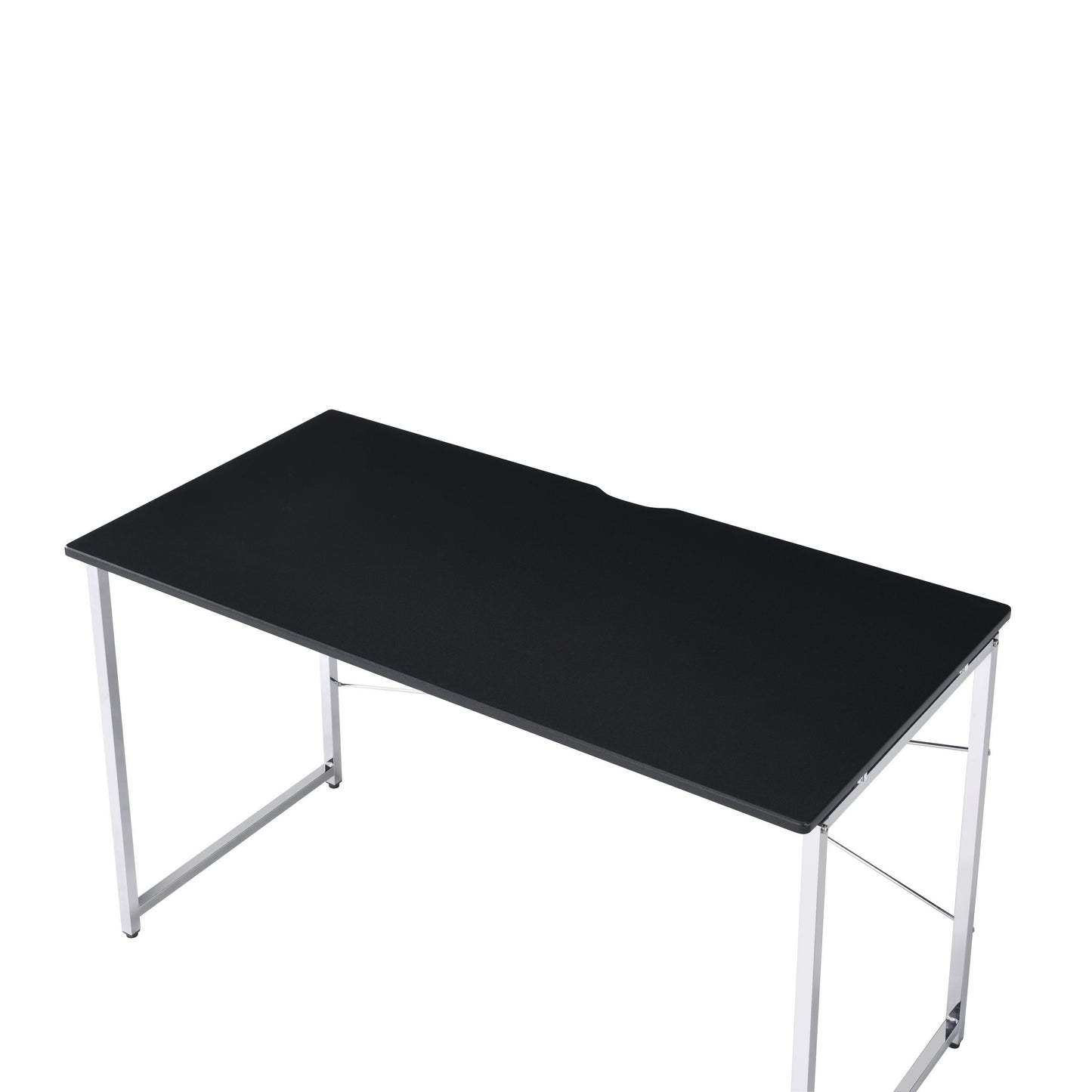 Sleek Black Writing Desk with Elegant X-Shape Cross Bar