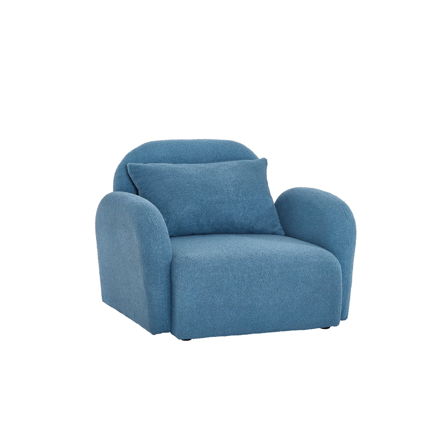 Living Room Furniture Lazy Sofa Chair Teddy Fabric Blue