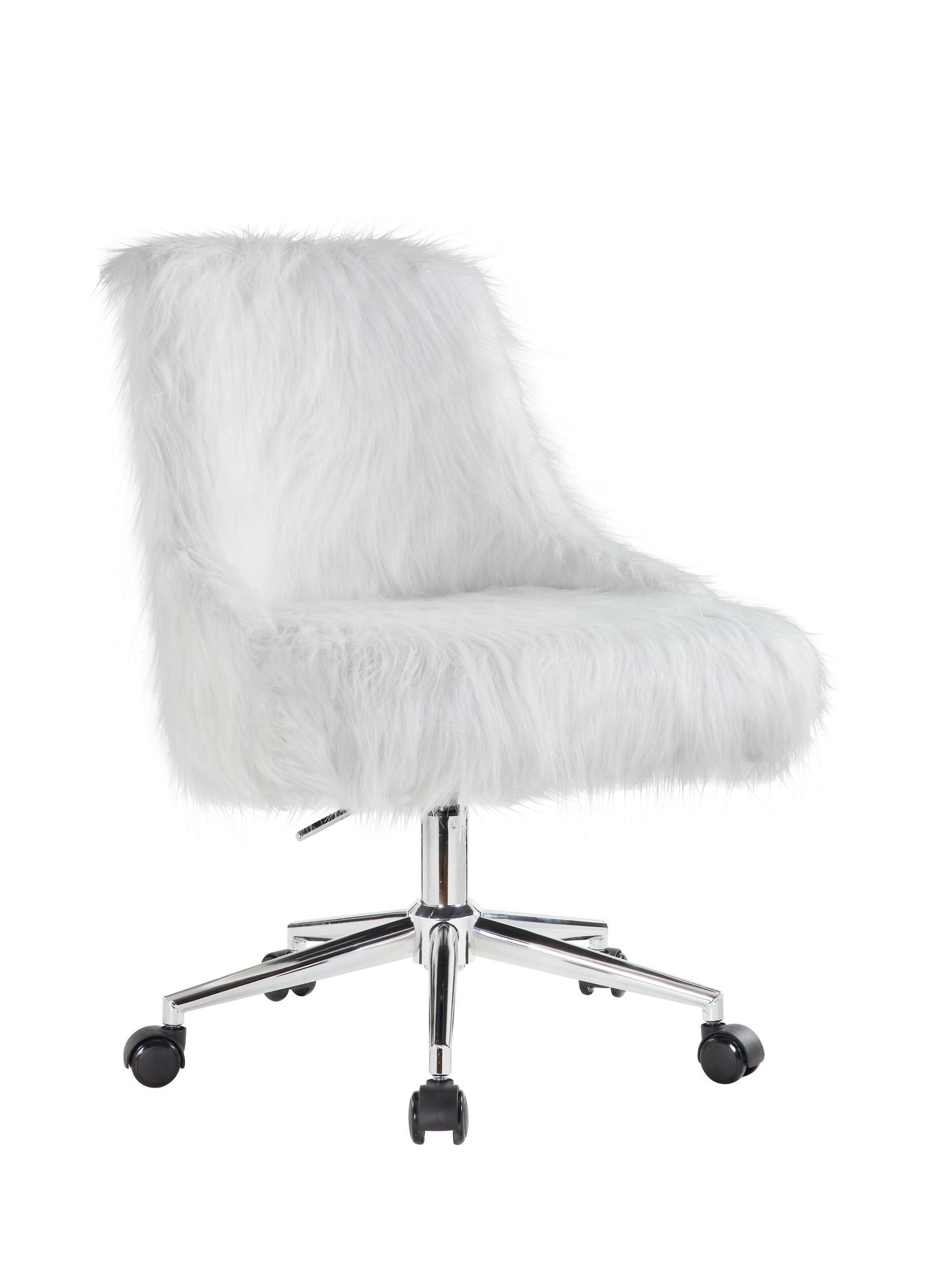 Arundell II Office Chair in White Faux Fur & Chrome Finish OF00122