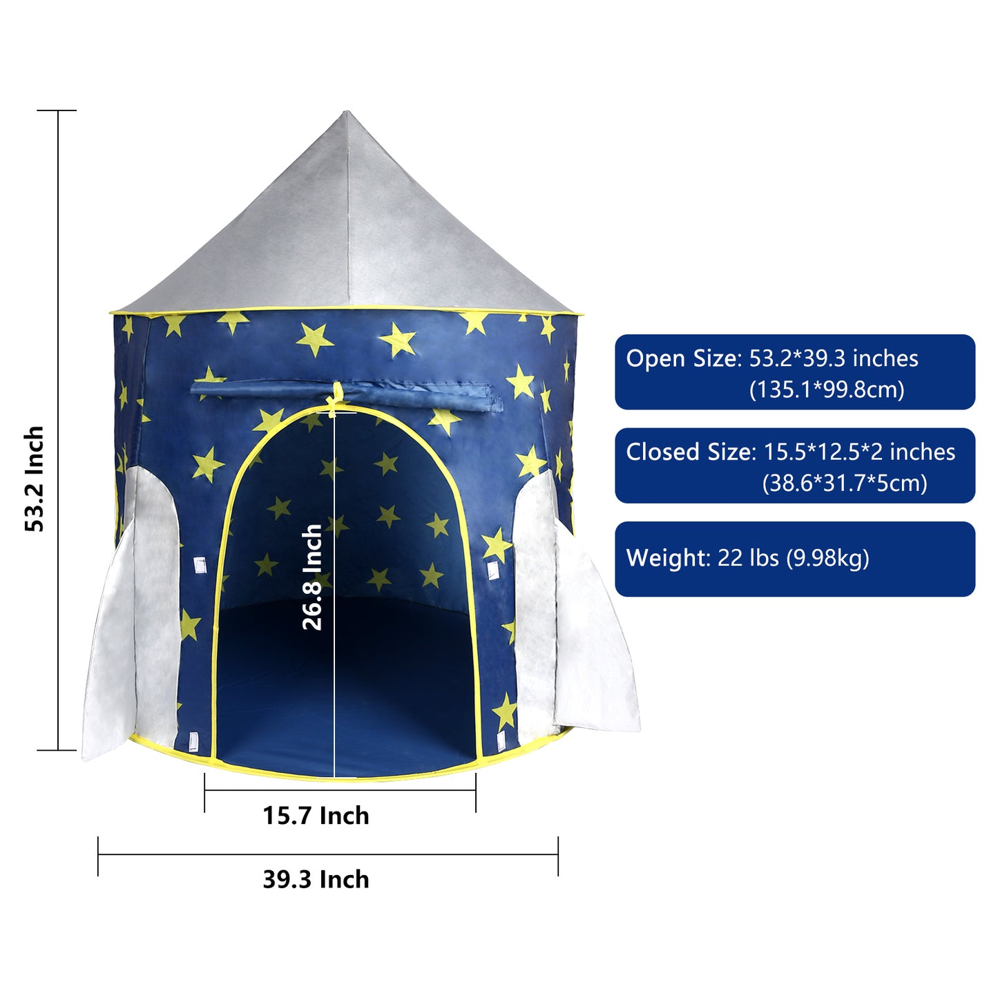 Space Adventure Kids Play Tent - Portable Rocket Ship Playhouse