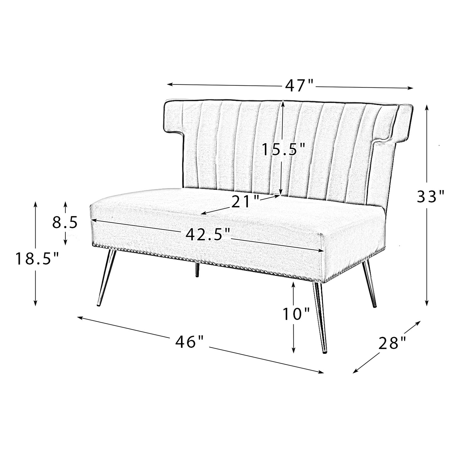 Aeneas Armless Loveseat BLACK