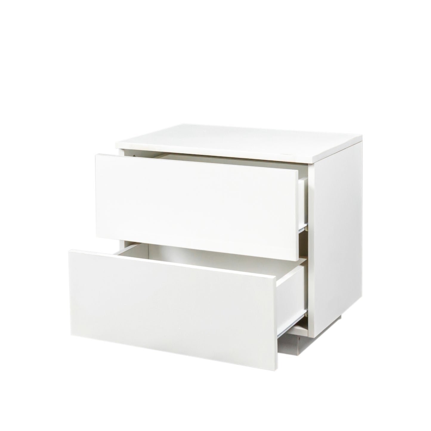 Contemporary White Nightstand with LED Lit Drawers