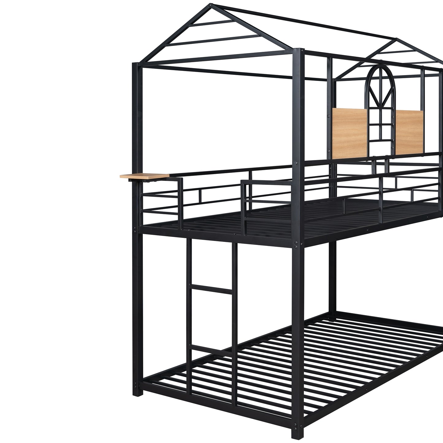 Metal Bunk Bed with Playhouse Design and Slide in Multiple Color Options