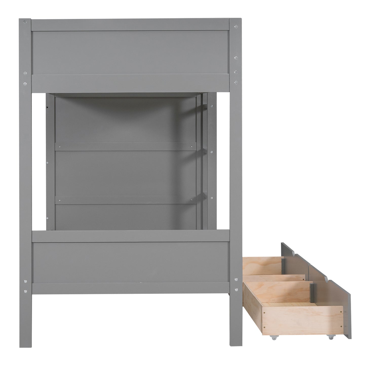 Versatile Gray Twin Bunk Bed with Storage Drawers and Multi-Layer Cabinet