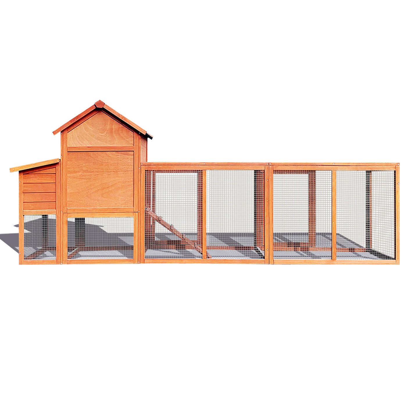 122＂Large Wooden Chicken Coop,Outdoor  Hen House with Nest Box ,Wire Fence Poultry Cage