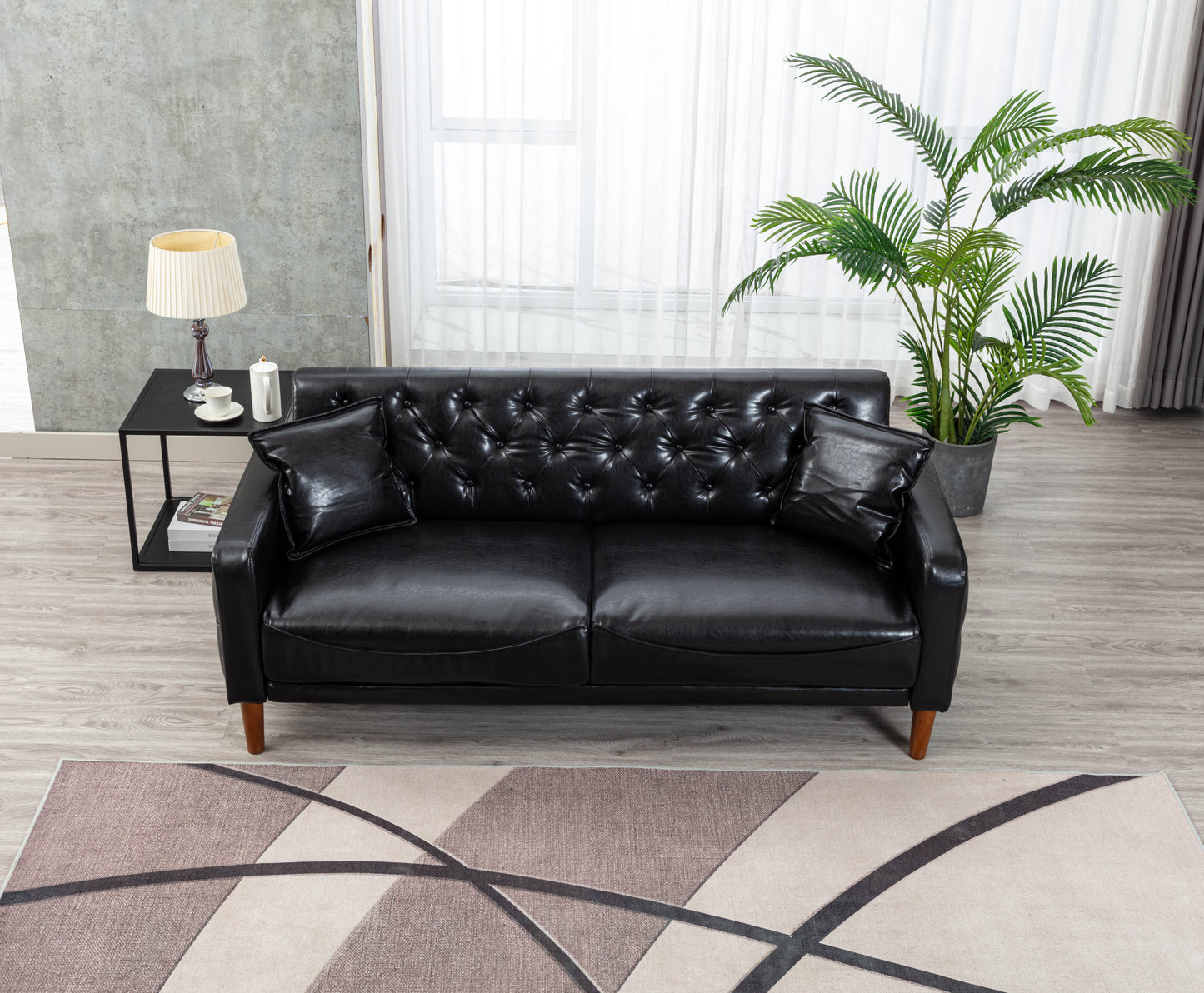 Black 2047 PU Leather Sofa