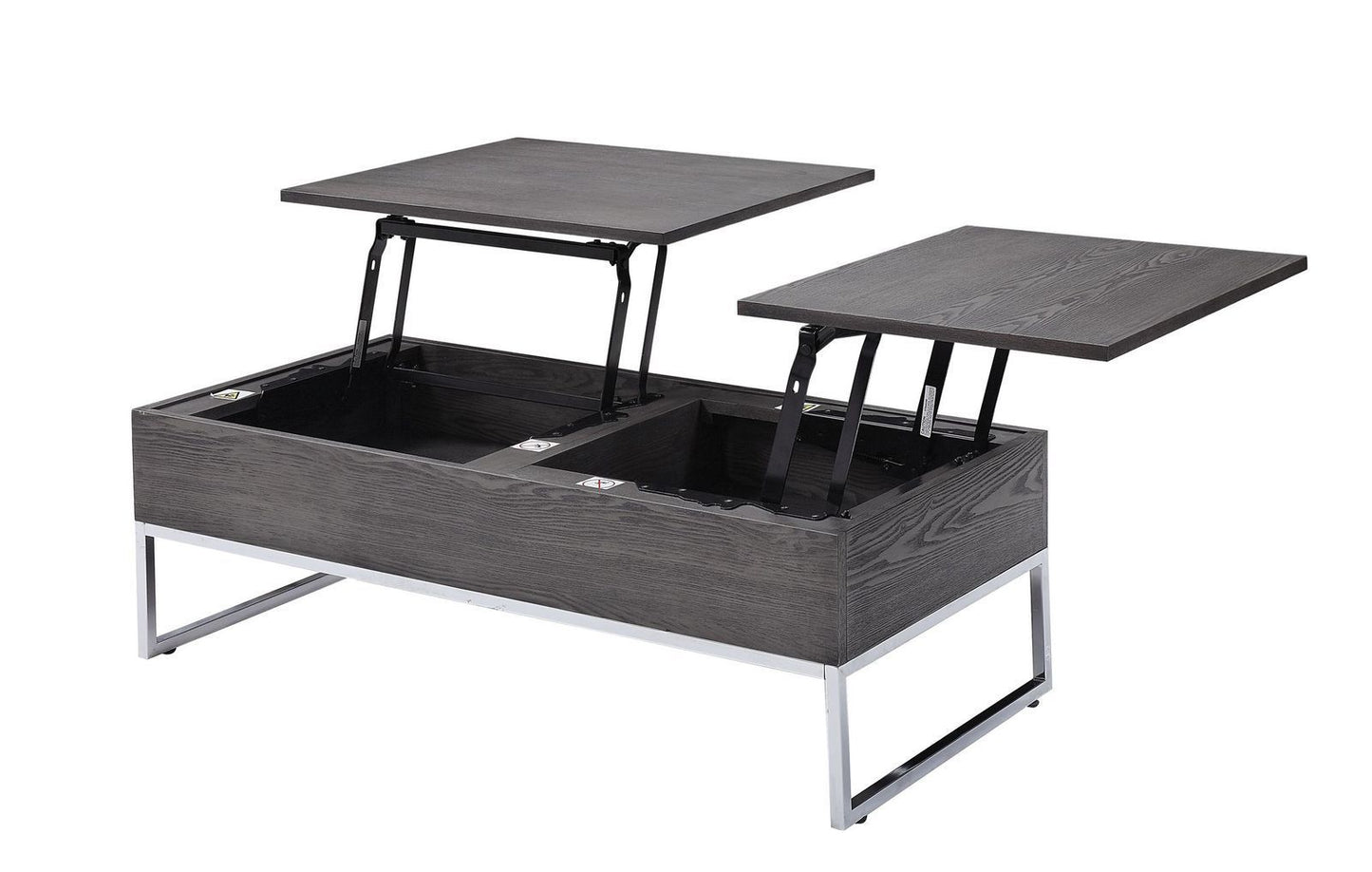 Iban - Lift-Top Coffee Table in Gray Oak and Chrome