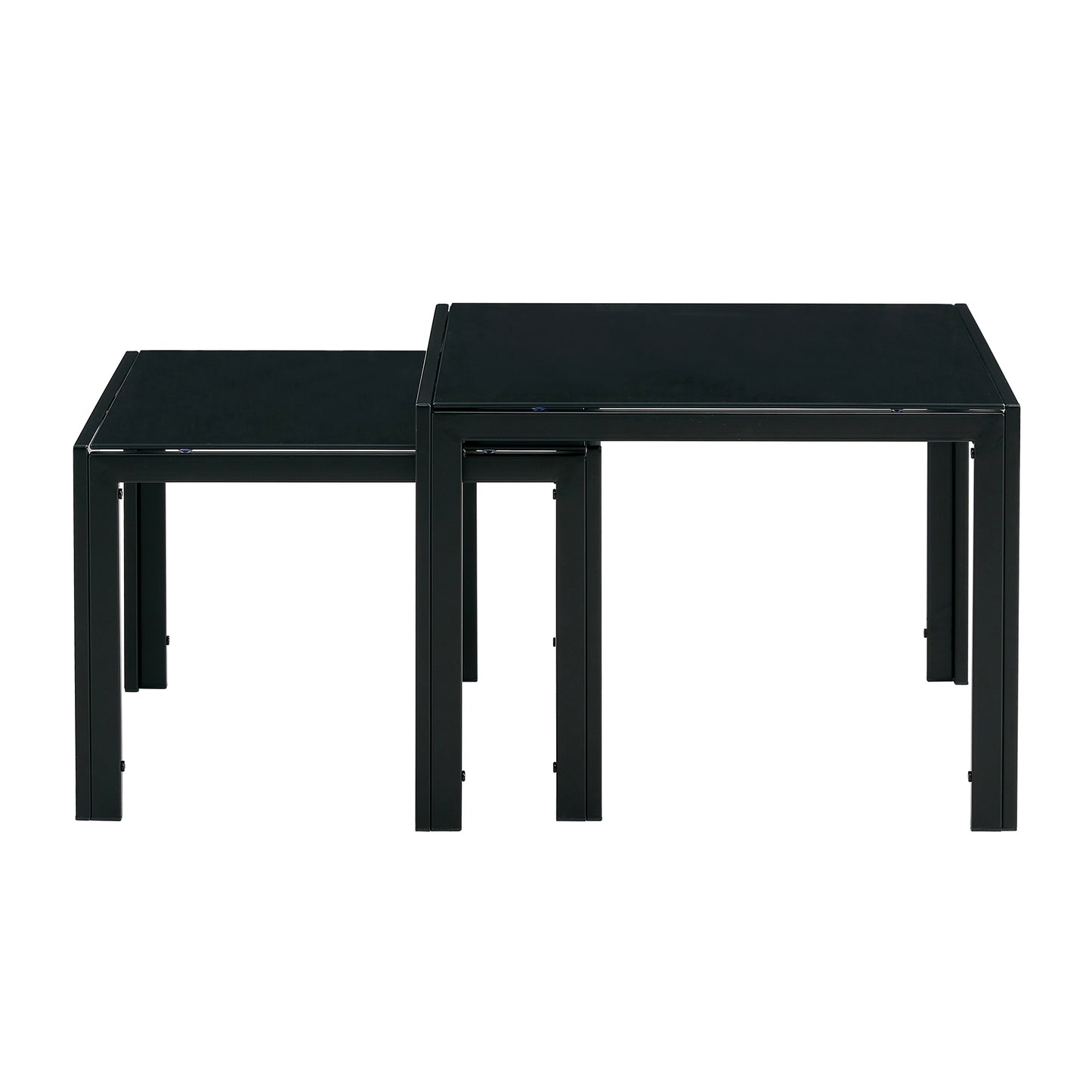 Black Nesting Coffee Table Set with Tempered Glass Finish for Modern Living Rooms