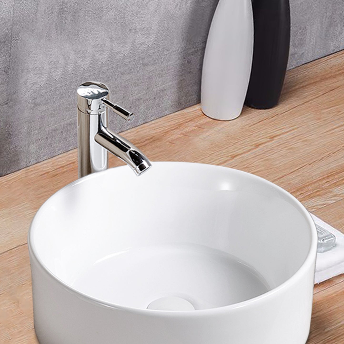 Vessel  Bathroom Sink Basin in White Ceramic