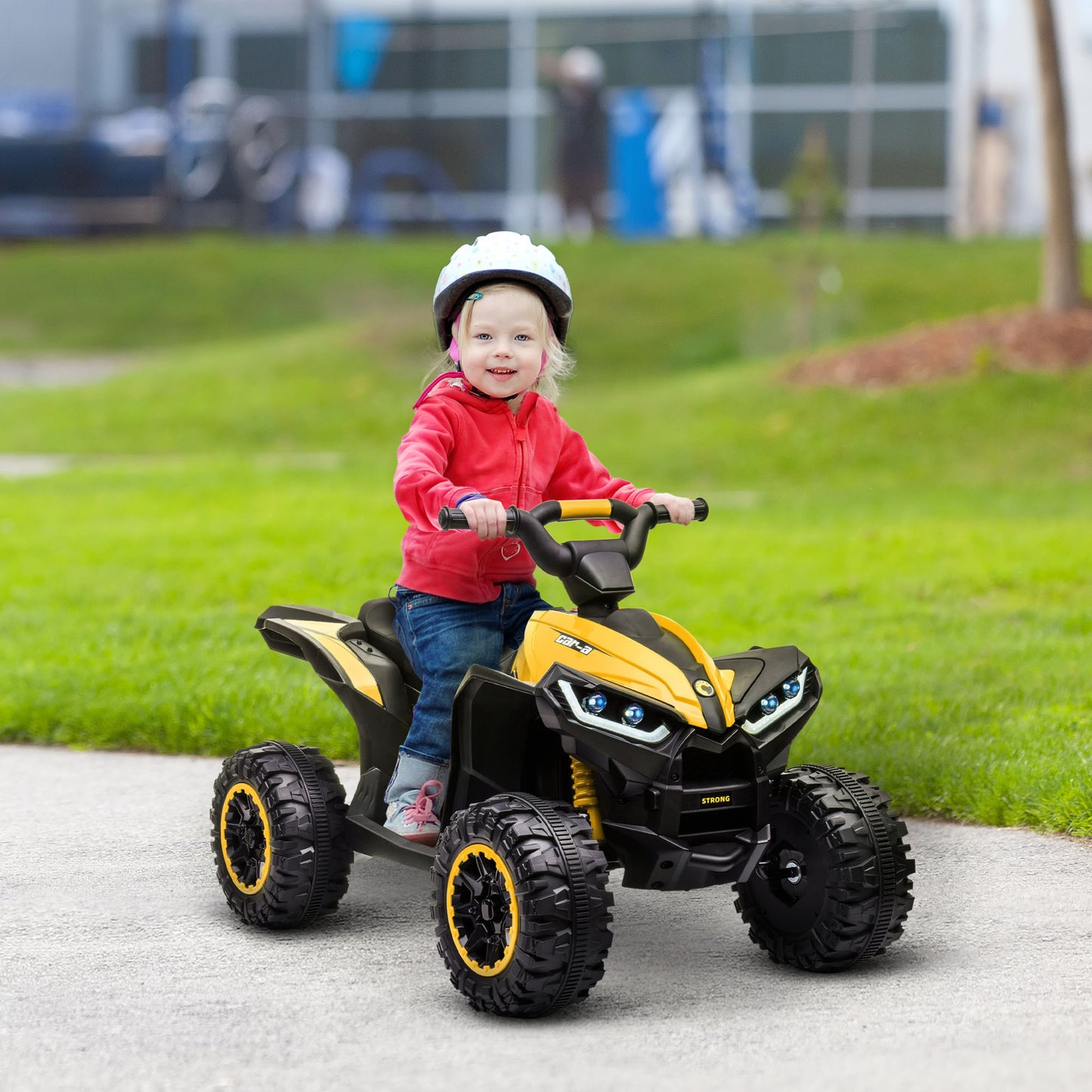 Kids Electric 12V ATV Quad Car with Music and Safety Features, Yellow