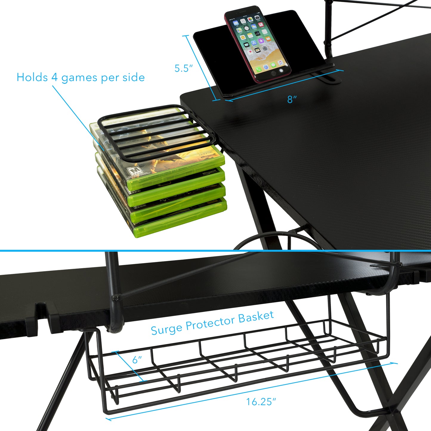 Atlantic Gaming Desk Pro - Black - Elevate Your Gaming Setup