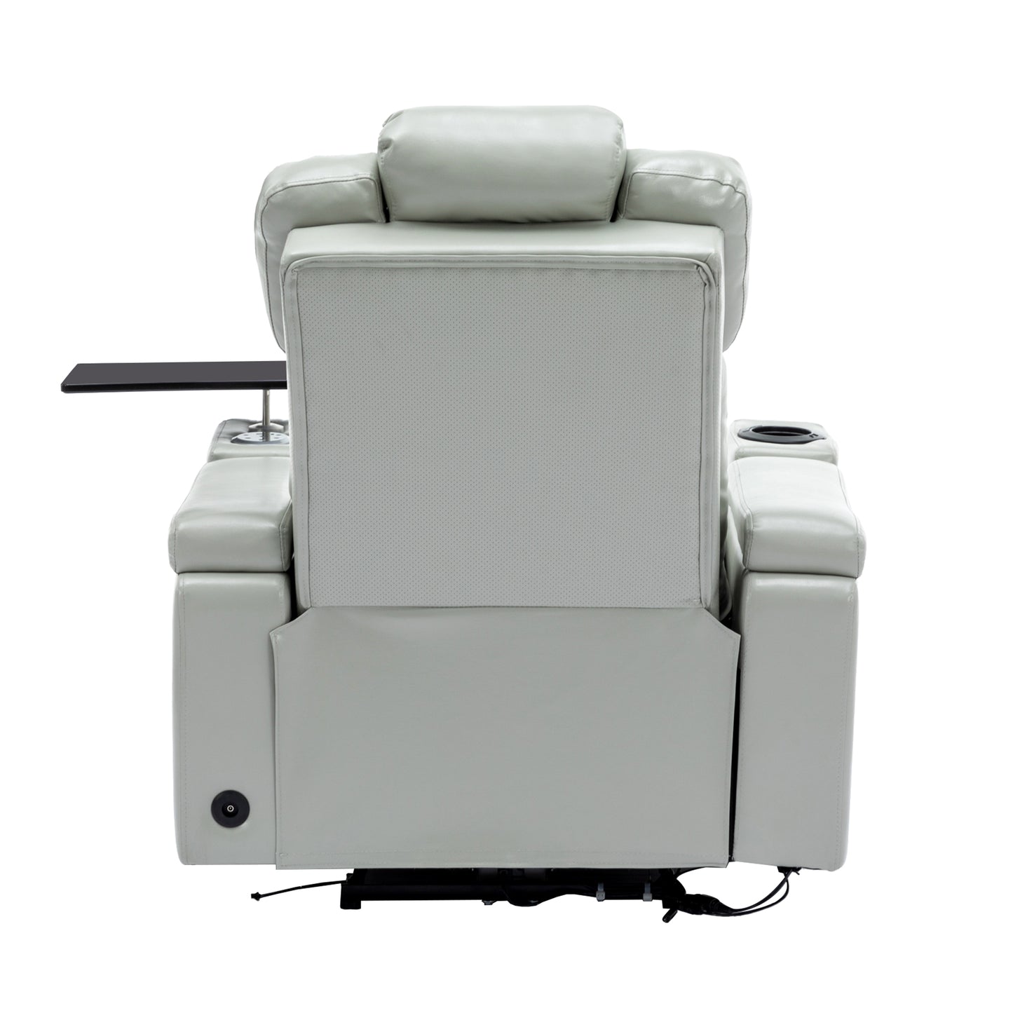 Comfortable Grey PU Leather Power Recliner Chair with Bluetooth Speaker and LED Lights