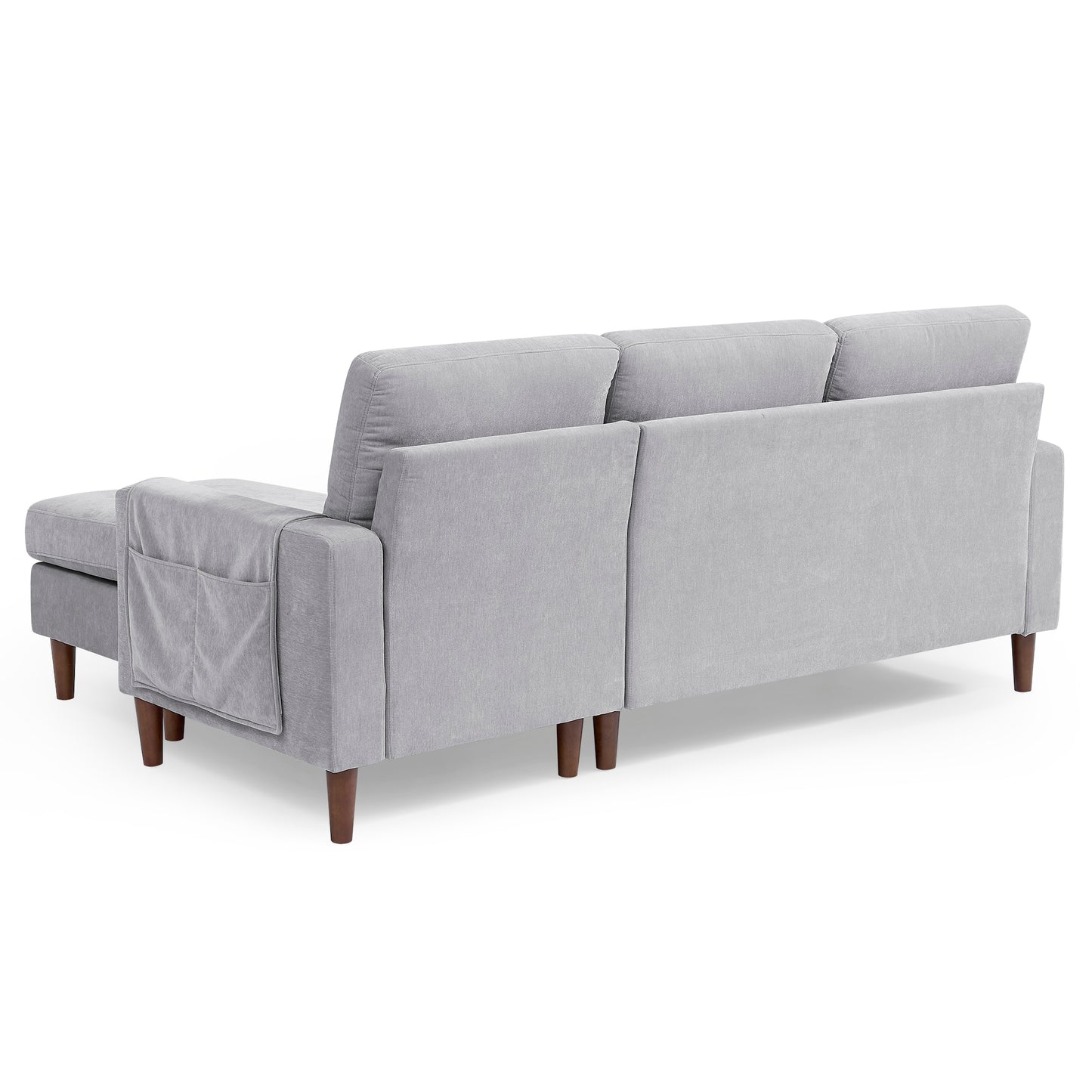 80 L-Shape Convertible Sectional Sofa with Reversible Chaise, Light Grey Chenille