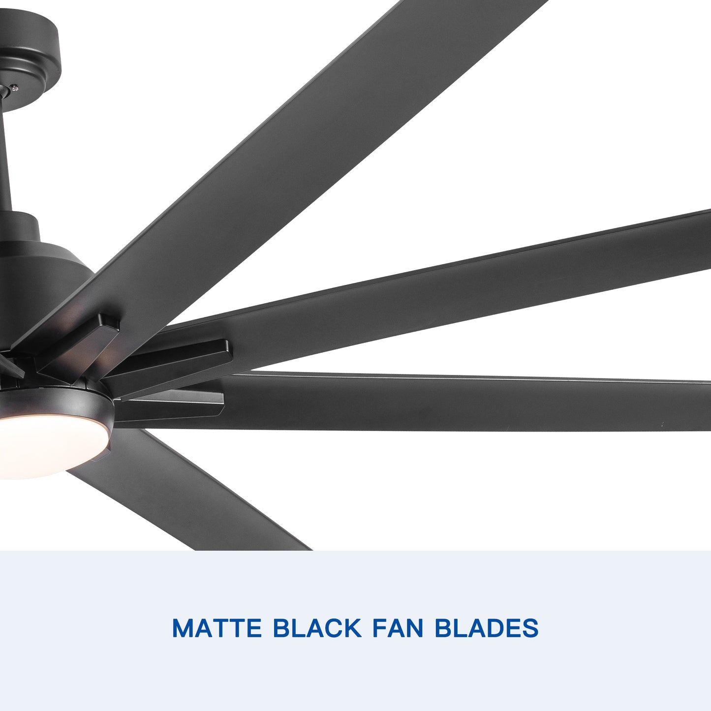 72-Inch Large Ceiling Fan with Integrated LED Light and Black ABS Blades