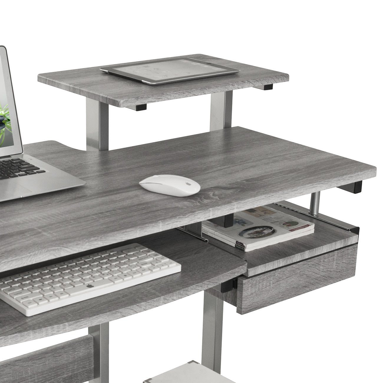 Techni Mobili Grey Computer Workstation Desk