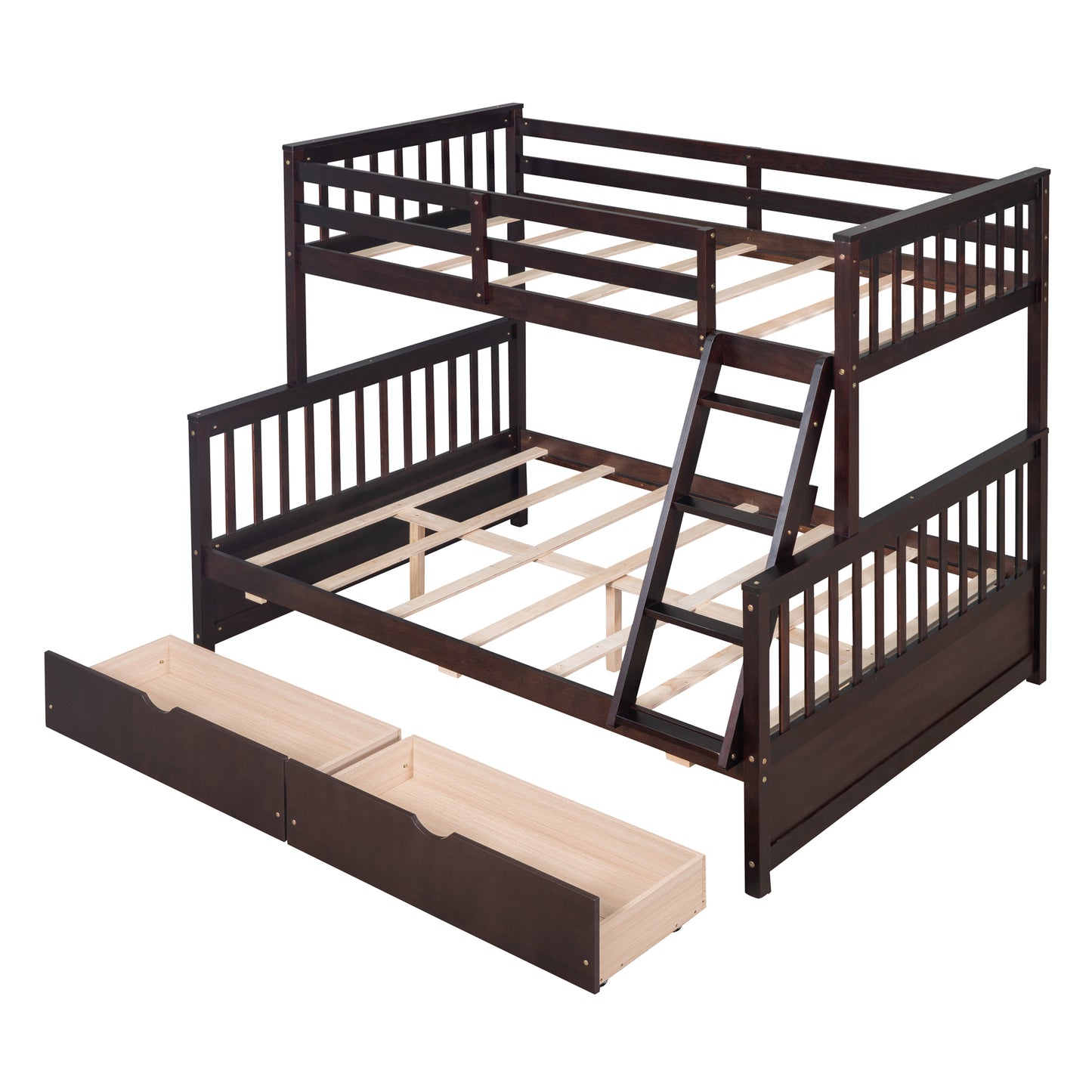 Convertible Twin-Over-Full Bunk Bed with Storage Drawers and Safety Features (Espresso)