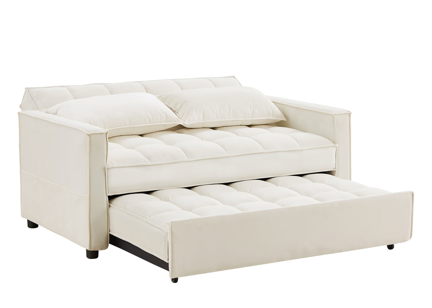 Elegant 2061 Two-Seater Beige Velvet Sofa