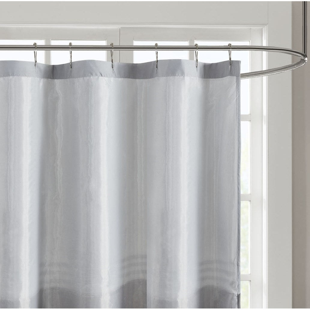 Elegant Grey Embroidered Bathroom Shower Curtain