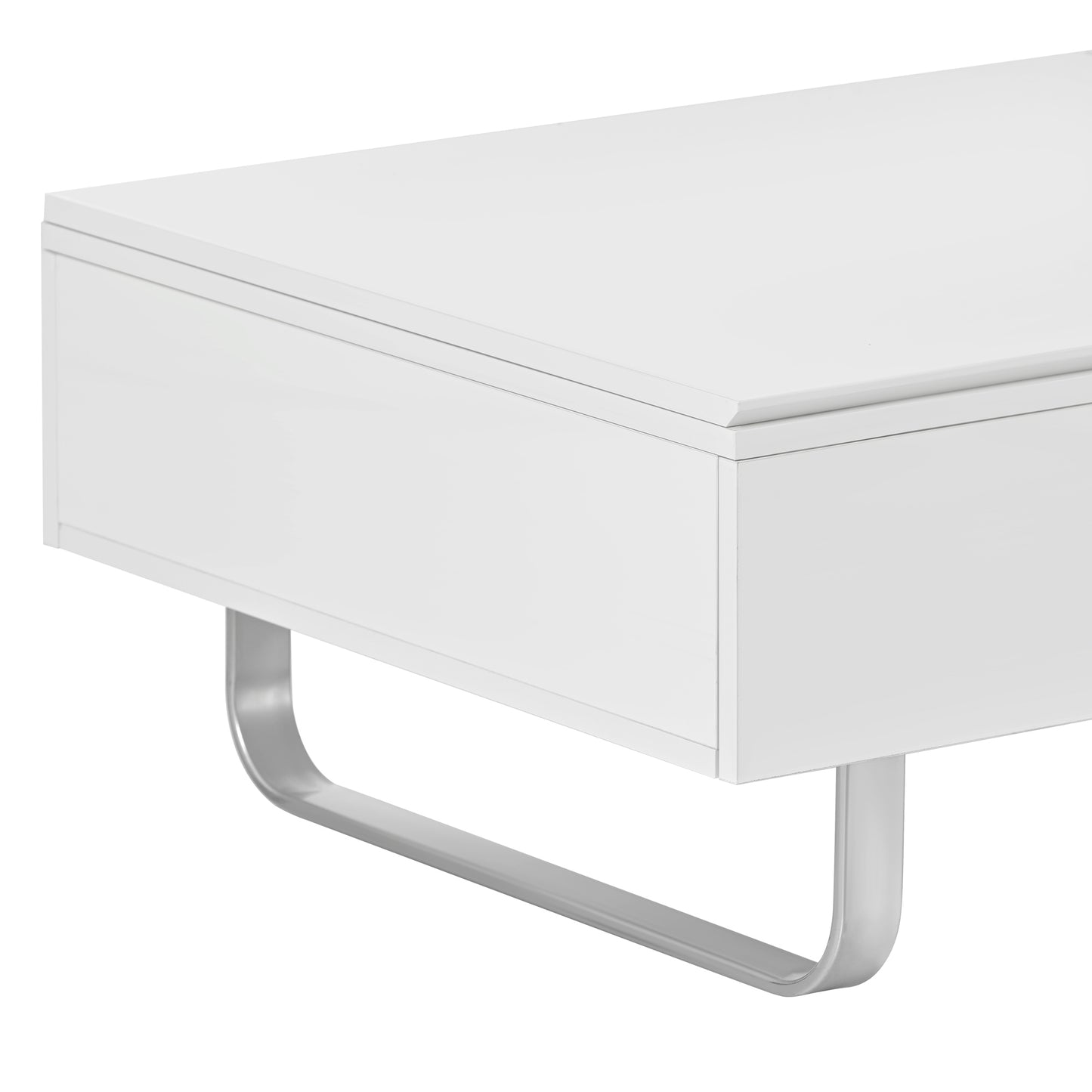 Contemporary White Lift-Top Coffee Table with Hidden Storage