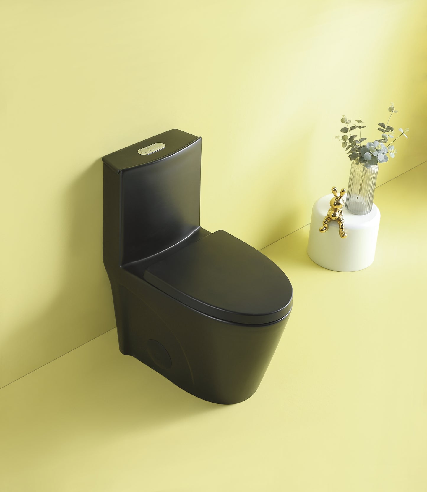 15 5/8 Inch 1.1/1.6 GPF Dual Flush 1-Piece Elongated Toilet with Soft-Close Seat - Matte Black 23T01-MB