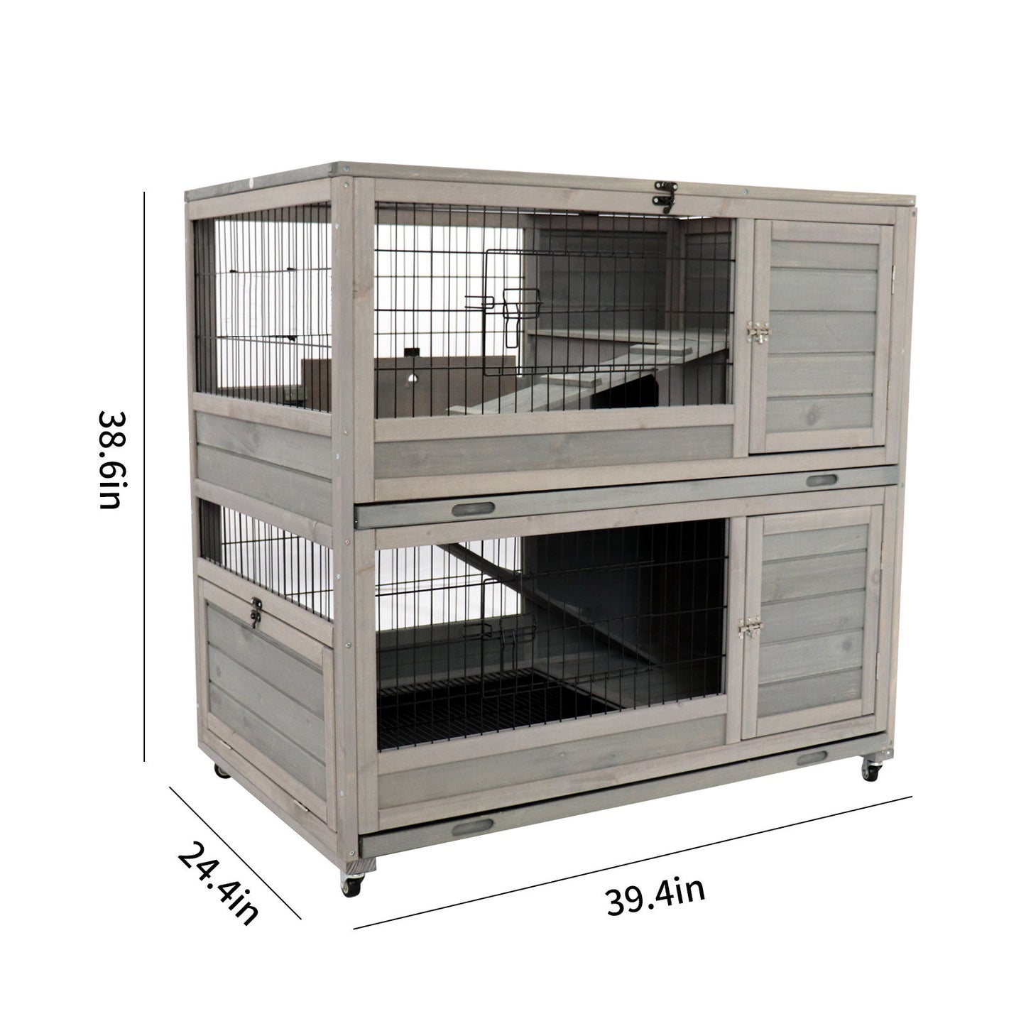 Wooden Rabbit cage Indoor outdoor double layer luxury guinea pig  cage   hamster  High-end paint mesh