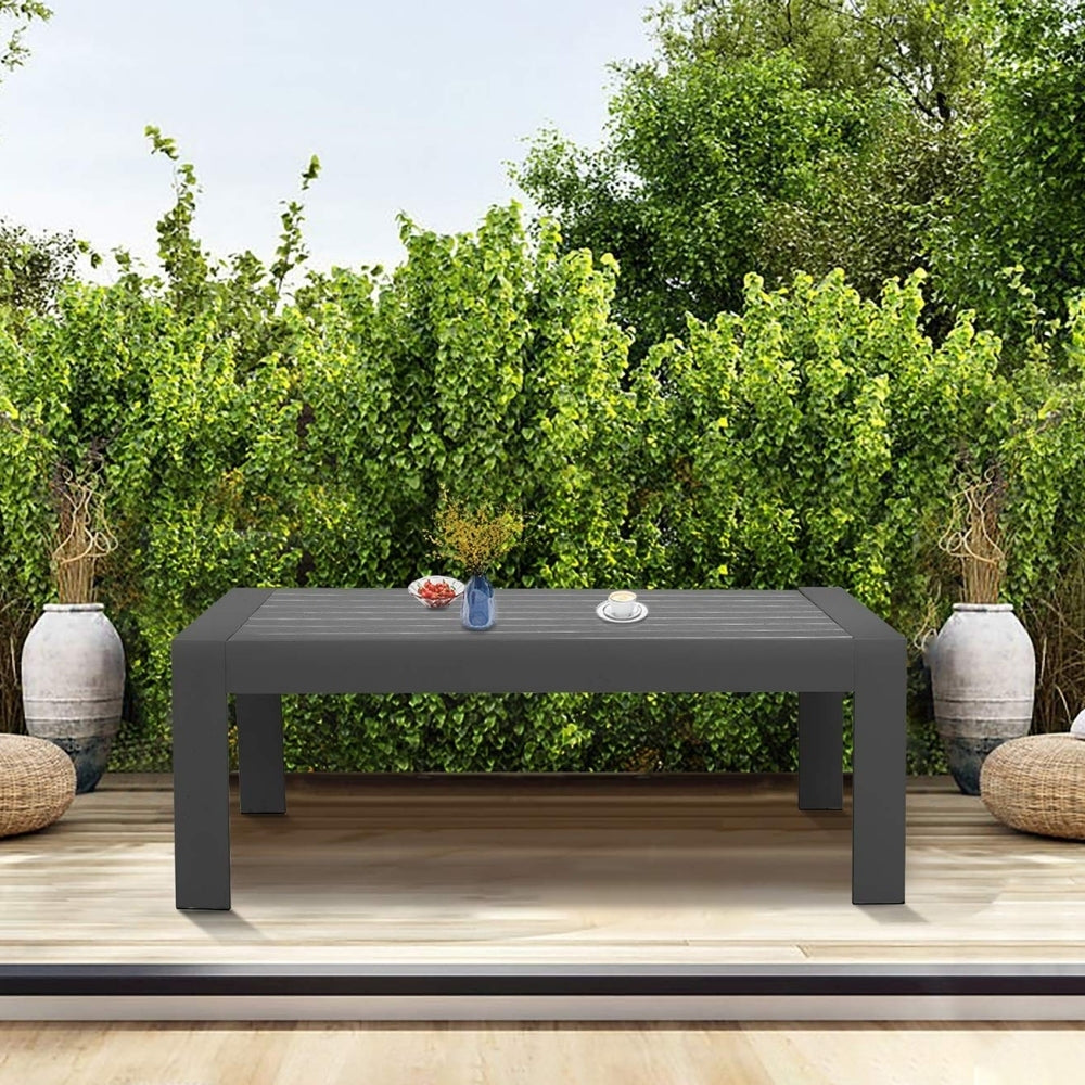 Outdoor Aluminum Rectangle Coffee Table with Grey Finish