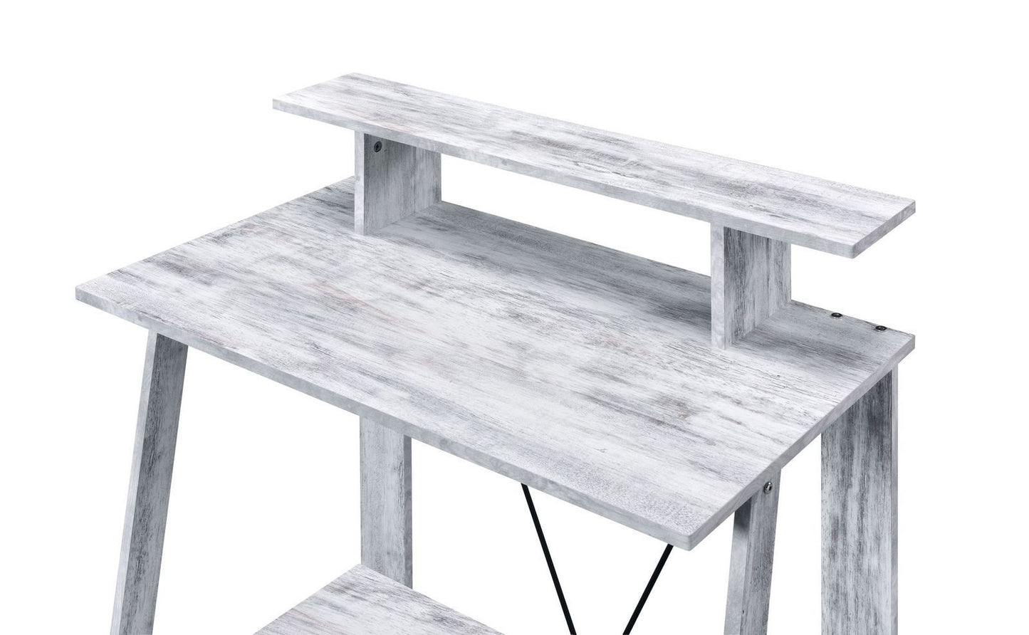 Rustic Industrial Writing Desk in Antique White & Black Finish