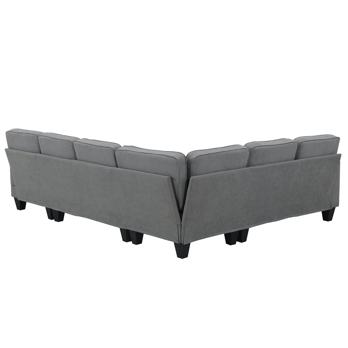 Modern U Shape Sectional Sofa Set with 3 Pillows, 7 Seat Fabric Sectional Sofa for Living Room, Apartment, Office