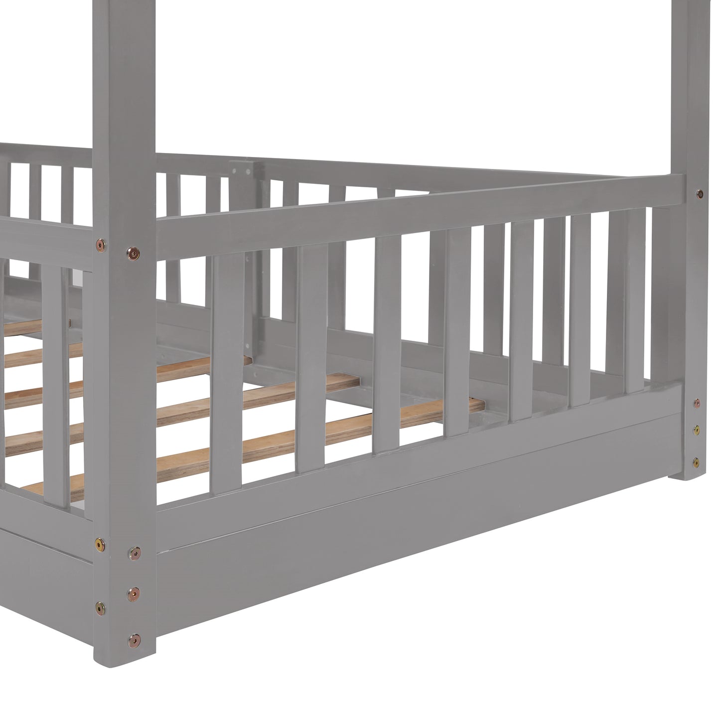 Gray Twin Bunk Bed with Slide, Ladder, and Space-Saving Design for Cozy Bedrooms