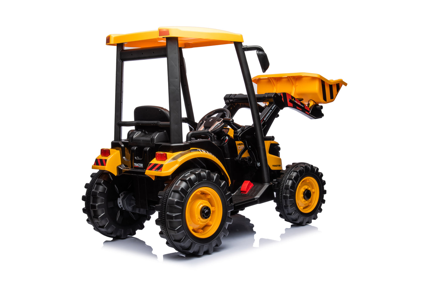 24V Electric Excavator Ride-On Toy for Kids with Trailer - Yellow