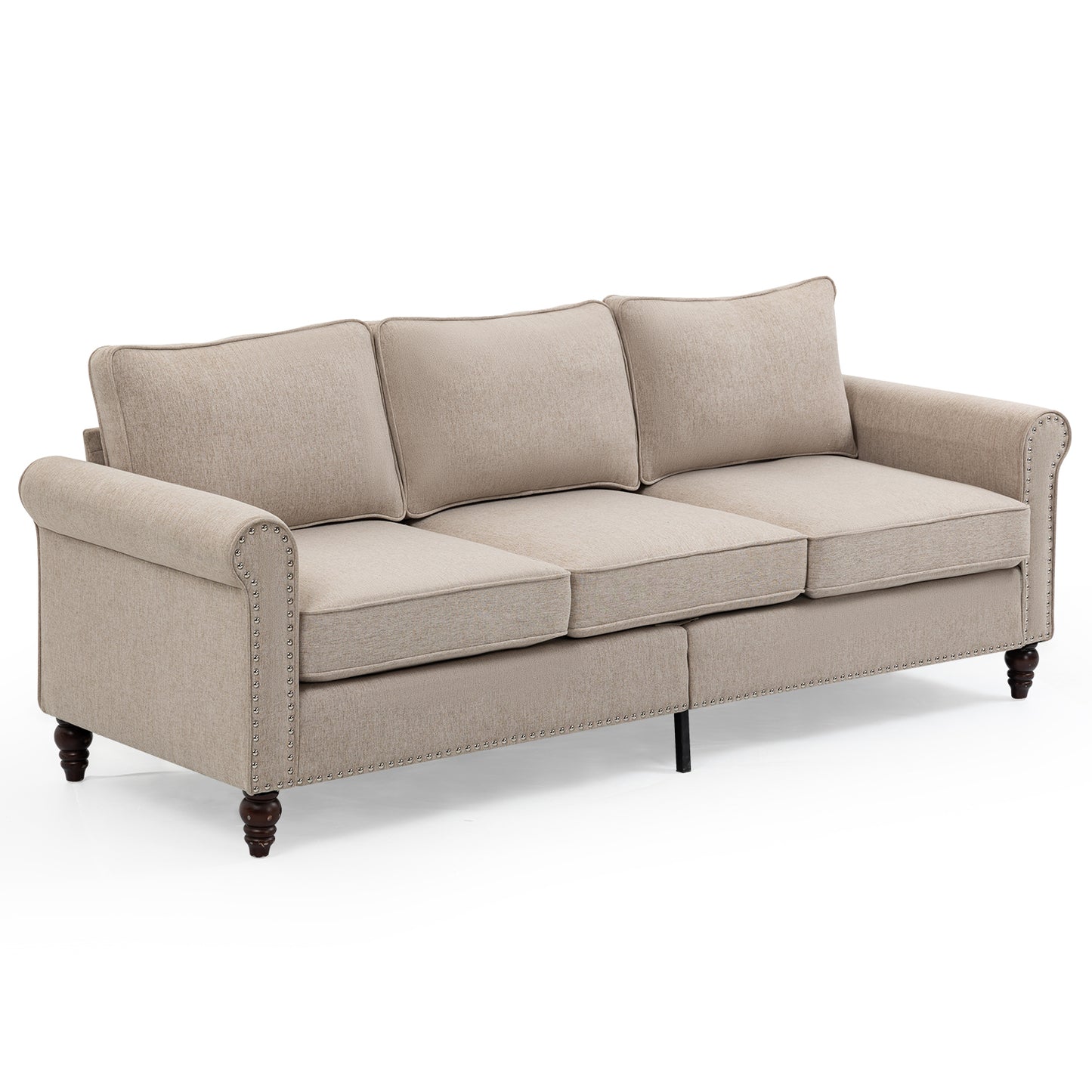 Button Tufted Mid-Century Modern Loveseat Sofa with Linen Fabric