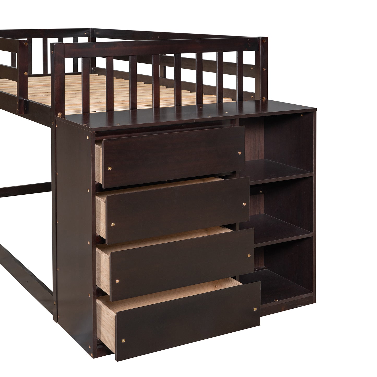 Twin Over Twin Bunk Bed with Espresso Finish and Storage Options