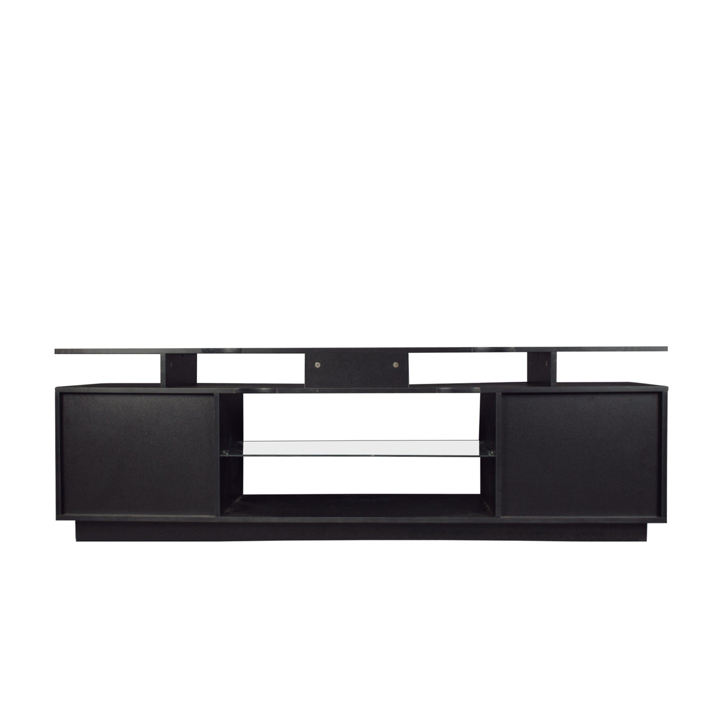 Black LED TV Stand with Storage Cabinets for 80 Inch TV - Modern Entertainment Center