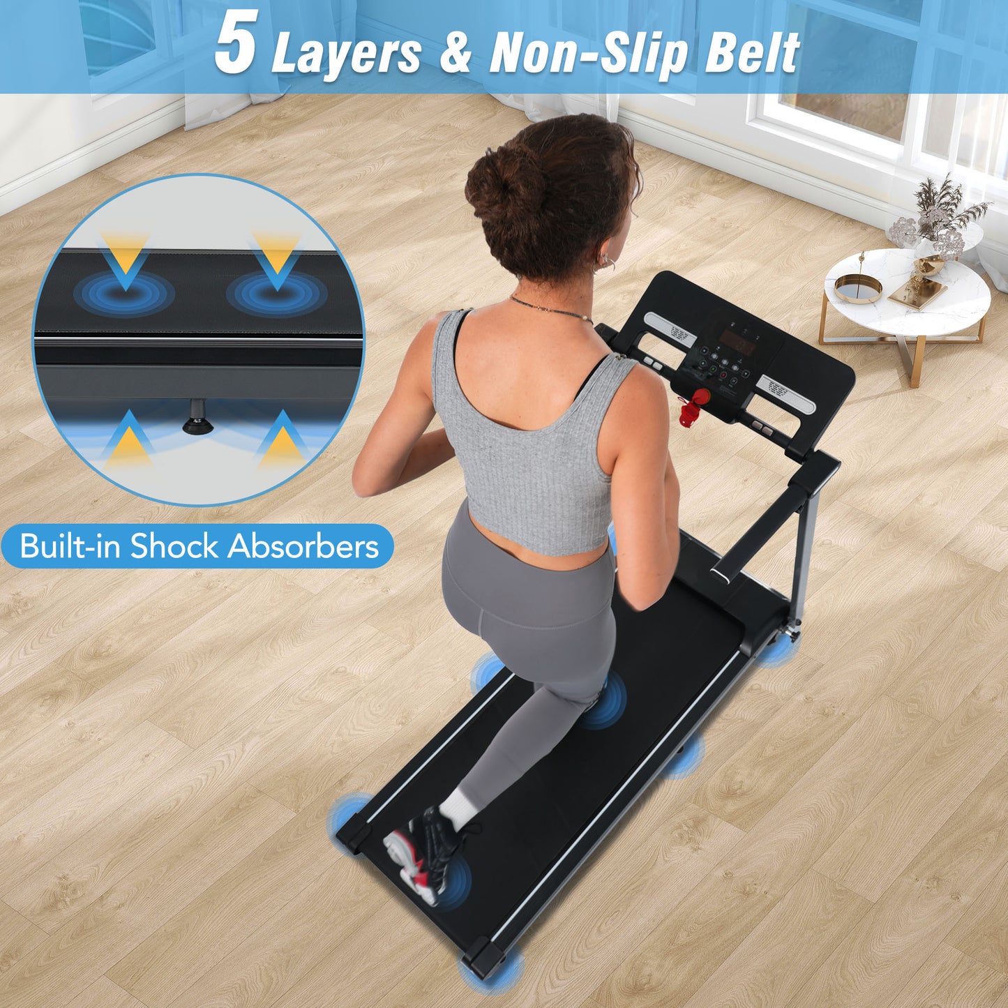 NEW Folding Treadmills Walking Pad Treadmill for Home Office -2.5HP Walking Treadmill With Incline Bluetooth Speaker 0.5-7.5MPH 265LBS Capacity Treadmill for Walking Running