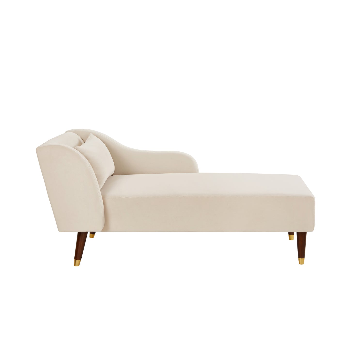 Modern Chaise Lounge Chair Velvet Upholstery (Beige)