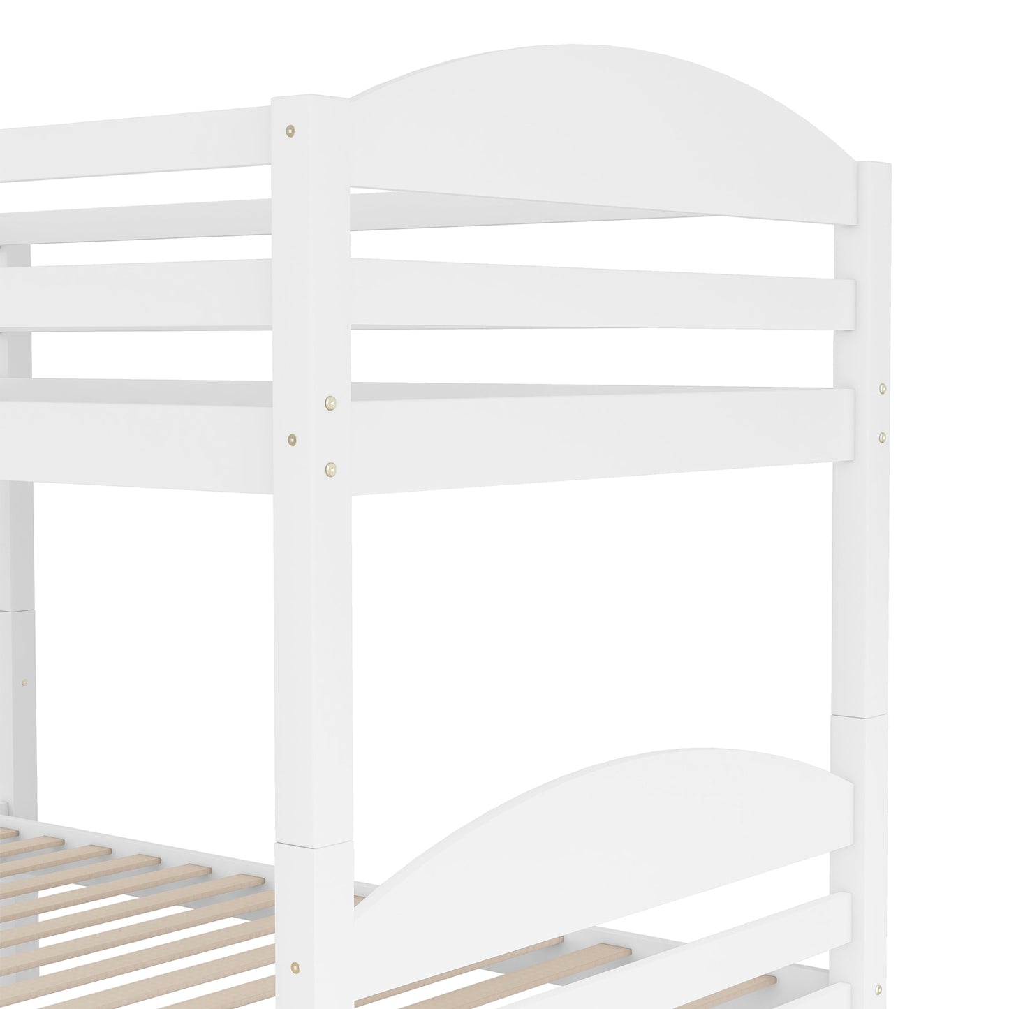 L-Shaped Bunk Bed with Trundle and Three Twin Size Beds