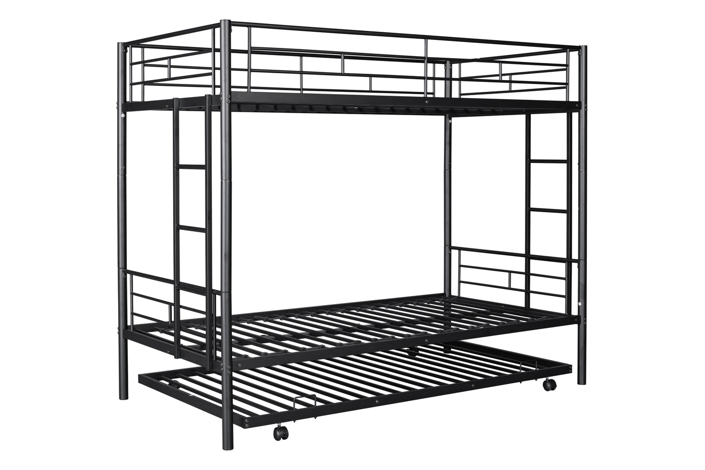 Metal Twin Bunk Bed with Trundle - Durable, Safe, and Quiet Sleep Haven