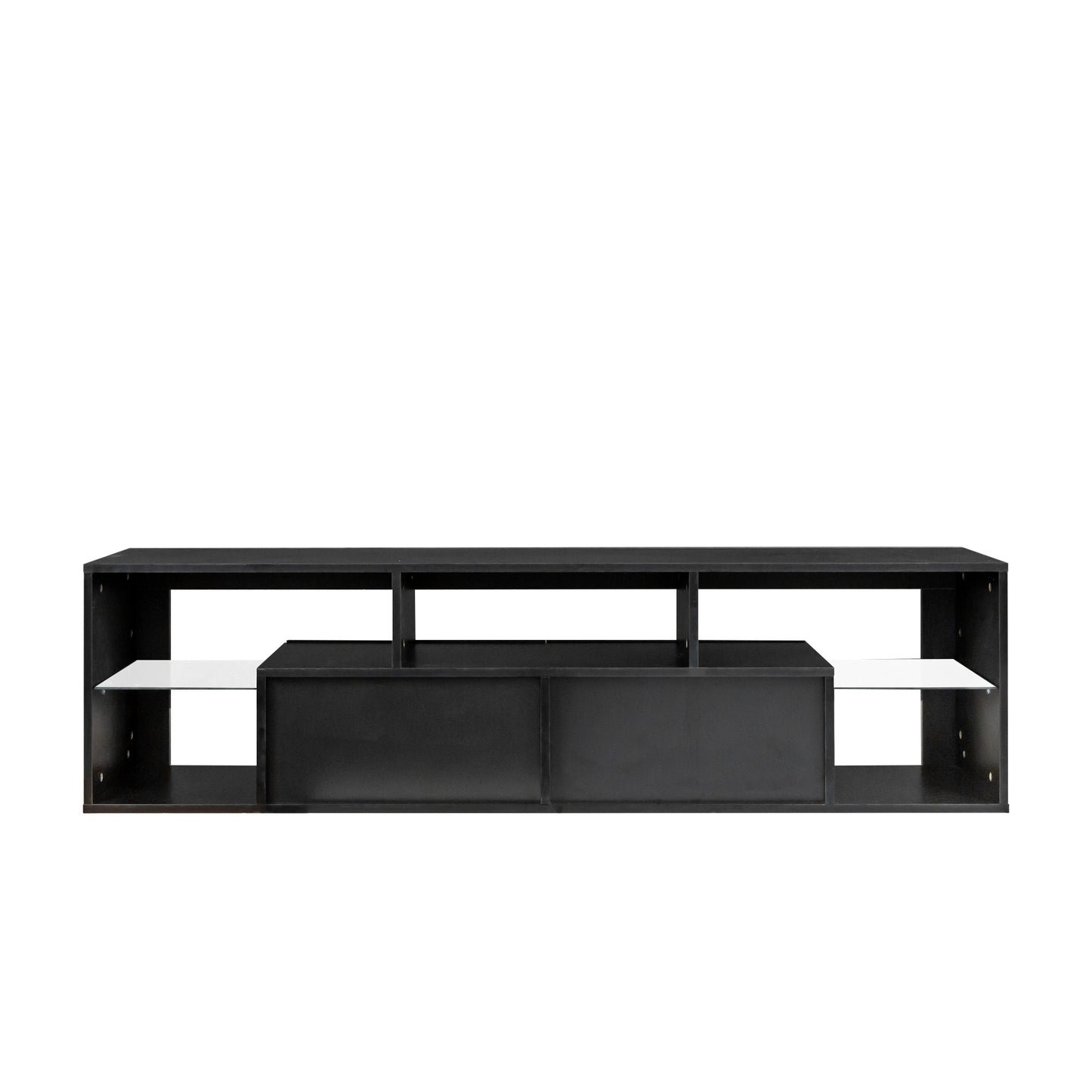 LED Wall Mounted TV Stand with Storage and Remote Control - Black