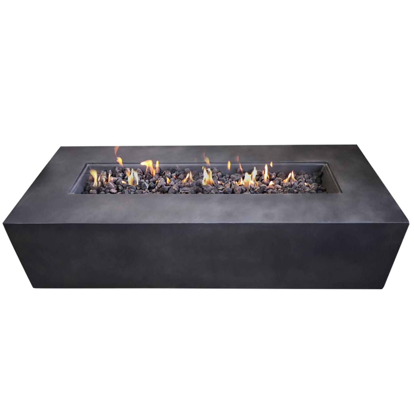 Living Source International Concrete Propane Outdoor Fire Pit Table with 56-inch Charcoal Finish