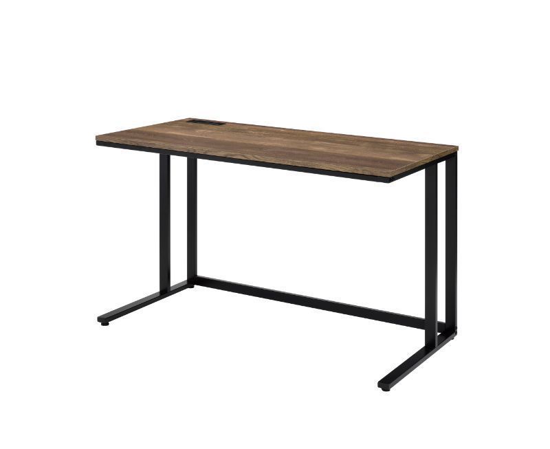 Tyrese Modern Desk with USB Port, Walnut & Black Finish