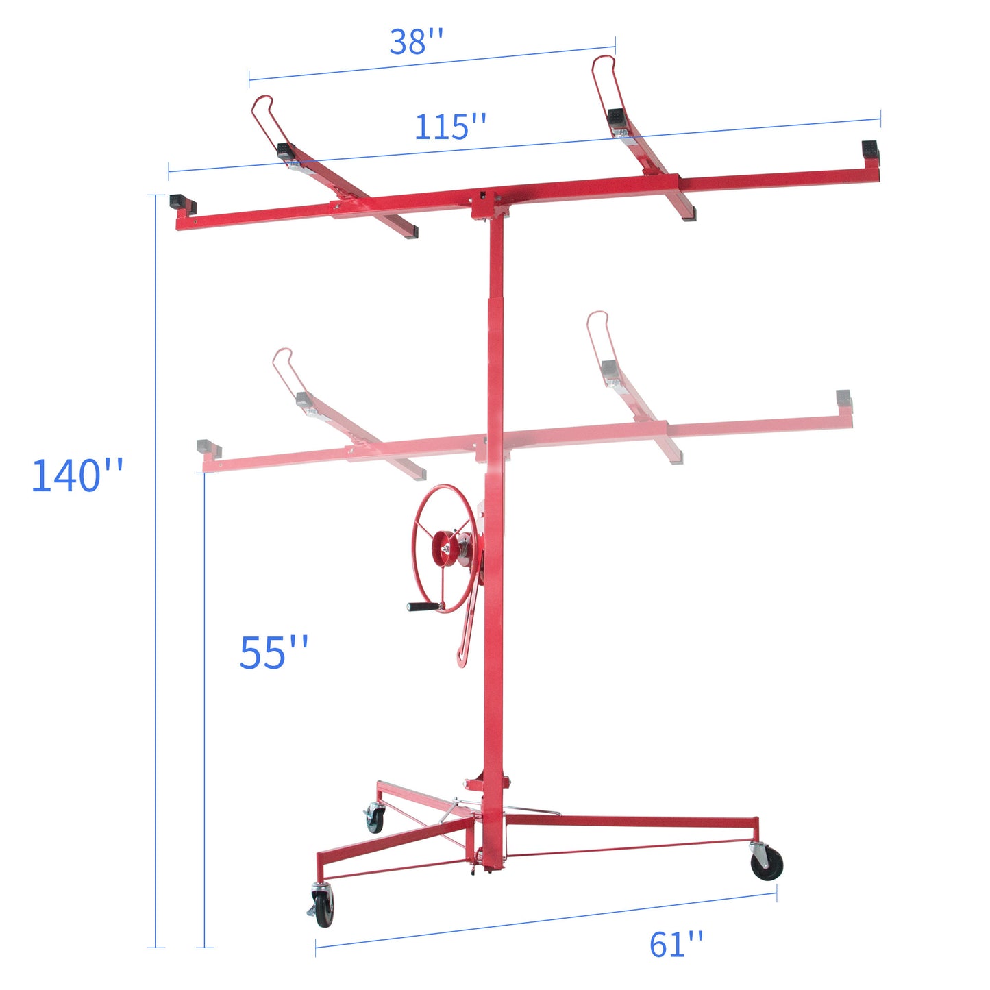 Drywall Panel Lifter Drywall Panel hoist Jack Lifter Jack Rolling Caster Panel Hoist 11ft red