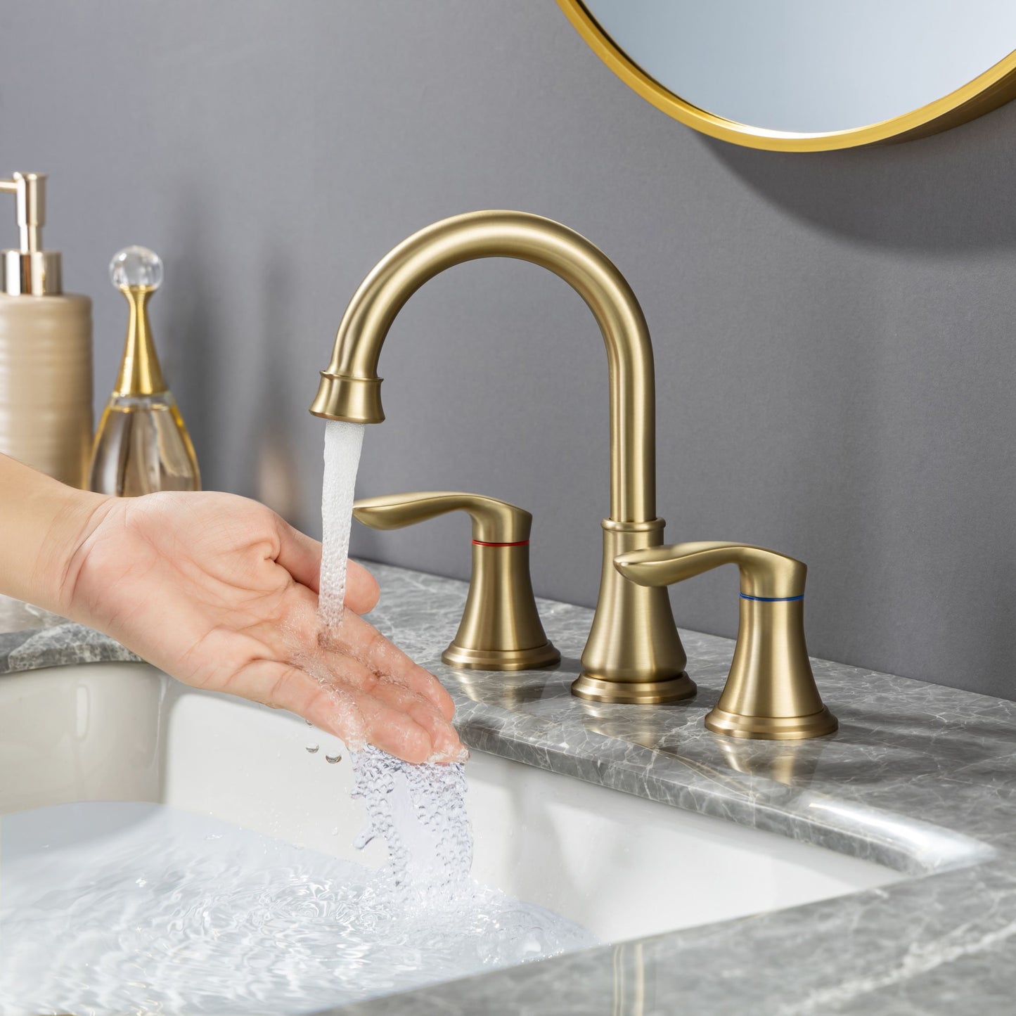 Elegant Gold Bathroom Faucet Set with Dual Handles