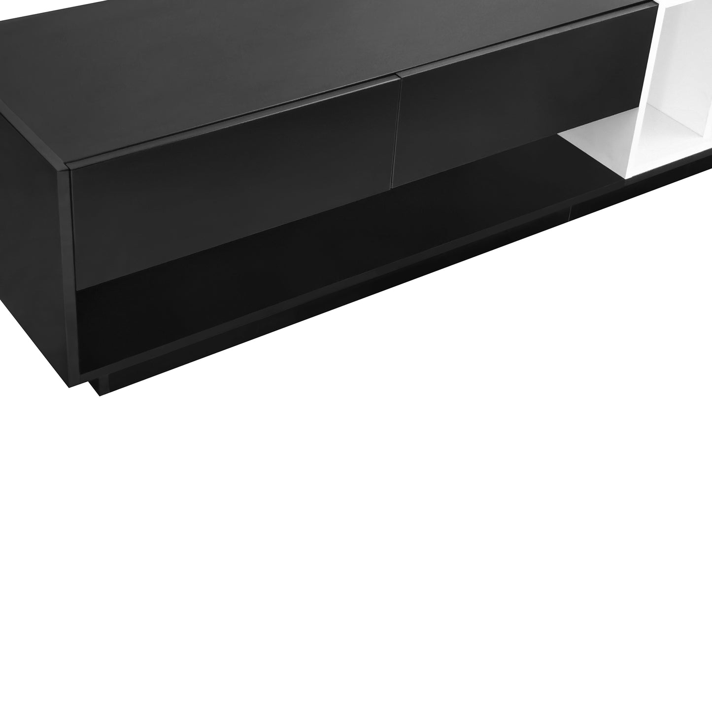 Sleek Two-Tone TV Stand with Spacious Storage for TVs Up to 80'', Black