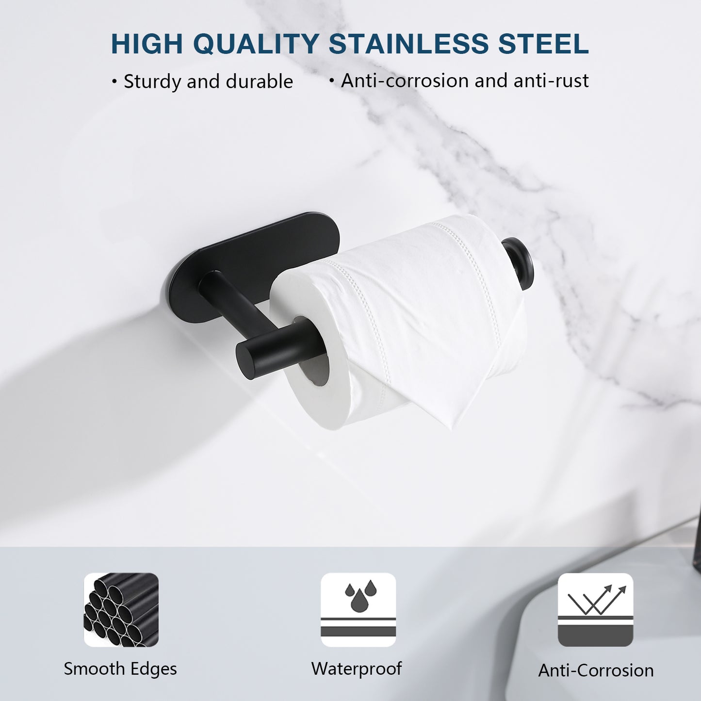 Stainless Steel Self-Adhesive Toilet Paper Holder without the Need for Drilling