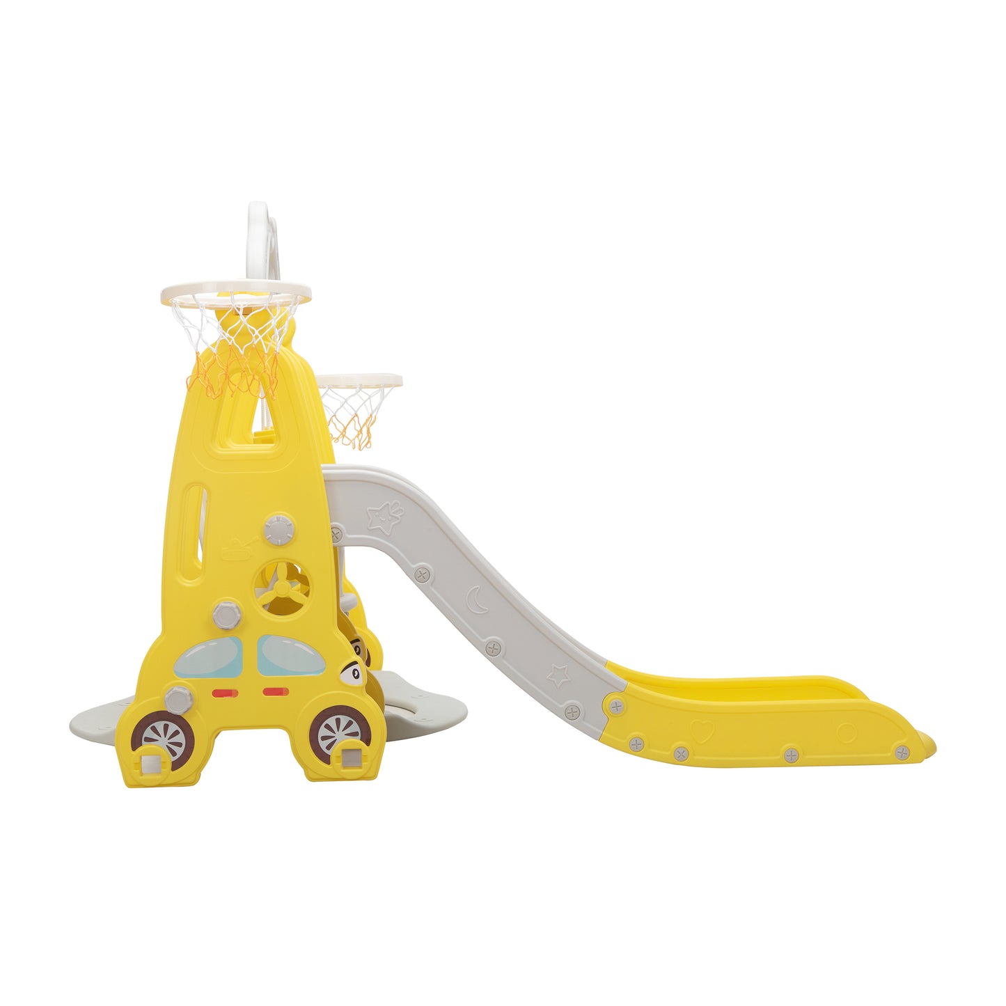 Versatile 5-in-1 Amusement Park Slide Car - Yellow and Gray