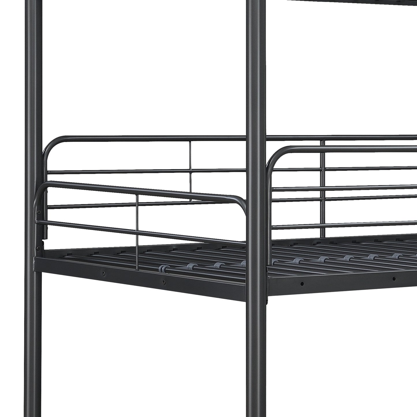 Children's Triple Bunk Bed - Sleek Black Metal Frame with Triple Twin Sleeping Areas