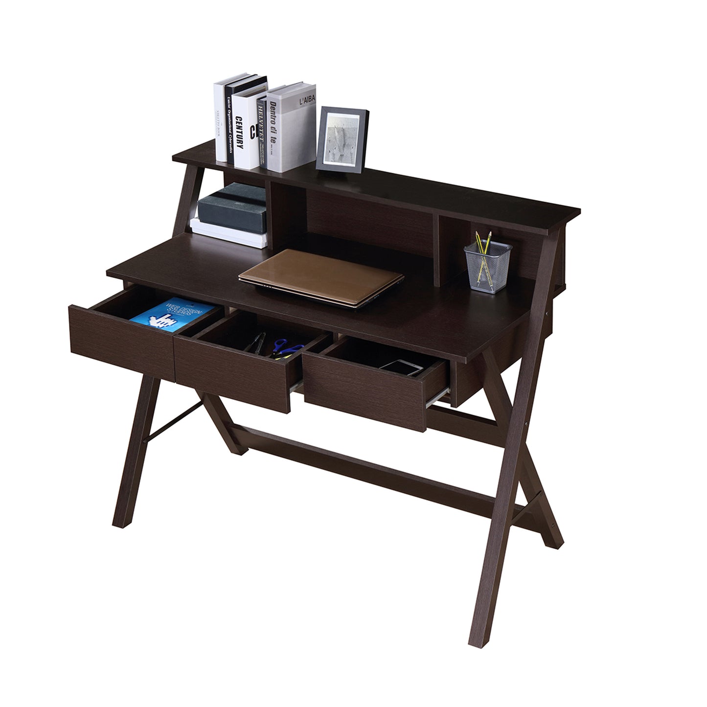 Elegant Writing Desk with Ample Storage in Wenge Wood