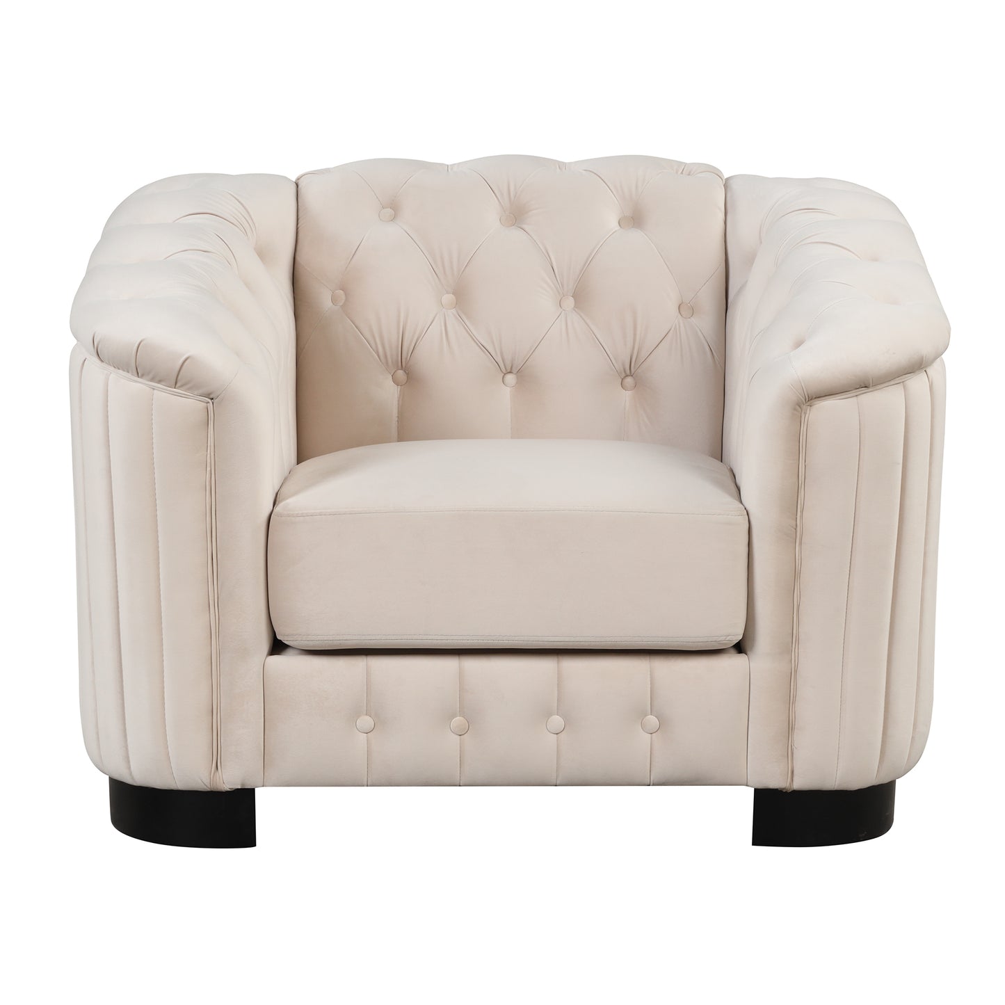 41.5 Beige Velvet Single Sofa Chair with Removable Seat Cushion