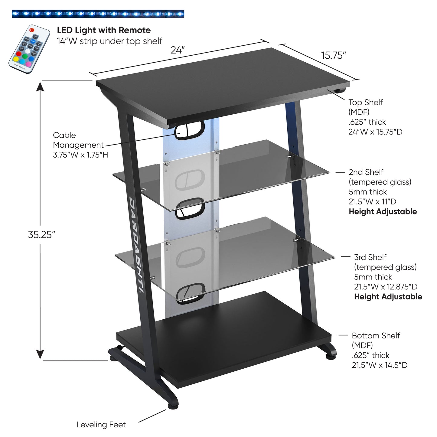 Dardashti Gaming Shelves S1-21 in Frost White